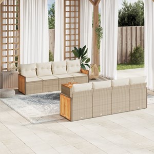 Maison exclusive - salon de jardin avec coussins 9 pcs beige résine tressée