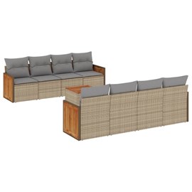 Maison exclusive - salon de jardin avec coussins 9 pcs beige résine tressée