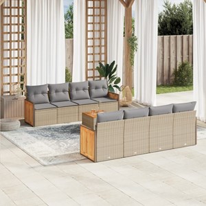 Maison exclusive - salon de jardin avec coussins 9 pcs beige résine tressée