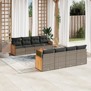 Maison exclusive - salon de jardin 9 pcs avec coussins gris résine tressée