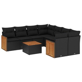 Maison exclusive - salon de jardin 9 pcs avec coussins noir résine tressée