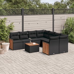 Maison exclusive - salon de jardin 9 pcs avec coussins noir résine tressée
