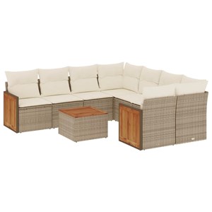 Maison exclusive - salon de jardin avec coussins 9 pcs beige résine tressée