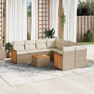 Maison exclusive - salon de jardin avec coussins 9 pcs beige résine tressée