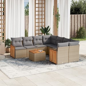 Maison exclusive - salon de jardin avec coussins 9 pcs beige résine tressée