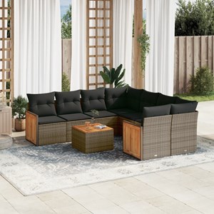 Maison exclusive - salon de jardin 9 pcs avec coussins gris résine tressée