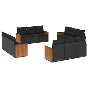 Maison exclusive - salon de jardin 12 pcs avec coussins noir résine tressée