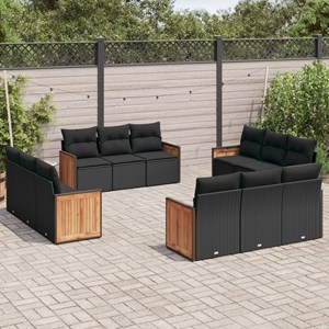 Maison exclusive - salon de jardin 12 pcs avec coussins noir résine tressée