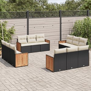 Maison exclusive - salon de jardin 12 pcs avec coussins noir résine tressée