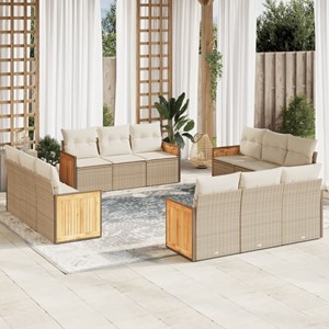 Maison exclusive - salon de jardin avec coussins 12 pcs beige résine tressée