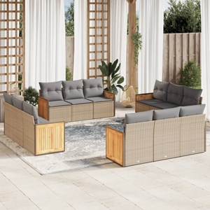 Maison exclusive - salon de jardin avec coussins 12 pcs beige résine tressée