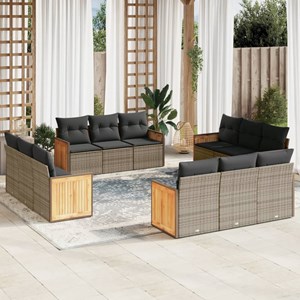 Maison exclusive - salon de jardin avec coussins 12 pcs gris résine tressée
