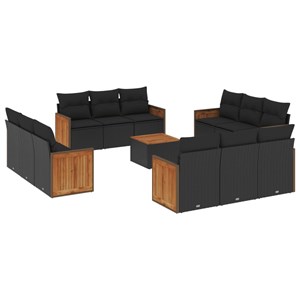 Maison exclusive - salon de jardin avec coussins 13 pcs noir résine tressée