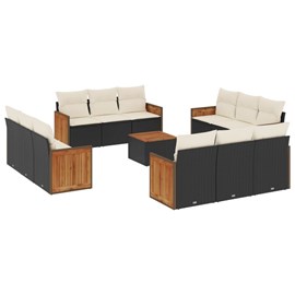 Maison exclusive - salon de jardin avec coussins 13 pcs noir résine tressée