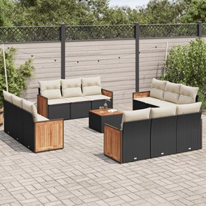 Maison exclusive - salon de jardin avec coussins 13 pcs noir résine tressée
