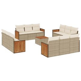 Maison exclusive - salon de jardin avec coussins 13 pcs beige résine tressée