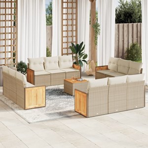 Maison exclusive - salon de jardin avec coussins 13 pcs beige résine tressée
