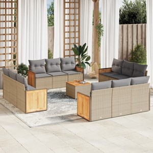 Maison exclusive - salon de jardin avec coussins 13 pcs beige résine tressée