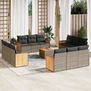 Maison exclusive - salon de jardin avec coussins 13 pcs gris résine tressée