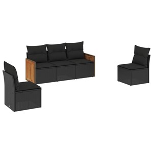 Maison exclusive - salon de jardin 5 pcs avec coussins noir résine tressée