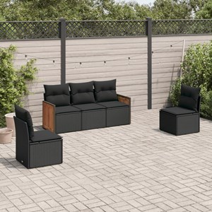 Maison exclusive - salon de jardin 5 pcs avec coussins noir résine tressée