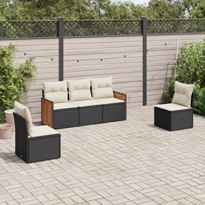 Maison exclusive - salon de jardin 5 pcs avec coussins noir résine tressée
