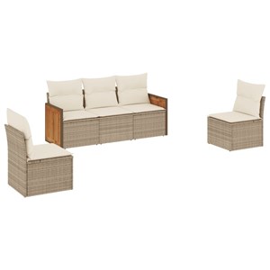 Maison exclusive - salon de jardin avec coussins 5 pcs beige résine tressée