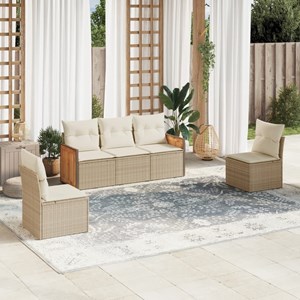 Maison exclusive - salon de jardin avec coussins 5 pcs beige résine tressée