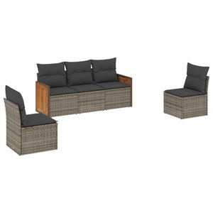 Maison exclusive - salon de jardin 5 pcs avec coussins gris résine tressée