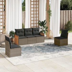 Maison exclusive - salon de jardin 5 pcs avec coussins gris résine tressée