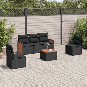 Maison exclusive - salon de jardin 6 pcs avec coussins noir résine tressée