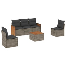 Maison exclusive - salon de jardin 6 pcs avec coussins gris résine tressée