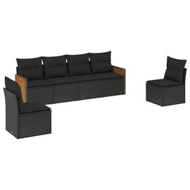 Maison exclusive - salon de jardin 6 pcs avec coussins noir résine tressée