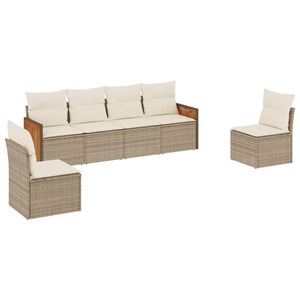Maison exclusive - salon de jardin avec coussins 6 pcs beige résine tressée