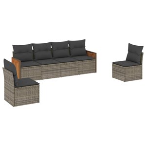 Maison exclusive - salon de jardin 6 pcs avec coussins gris résine tressée