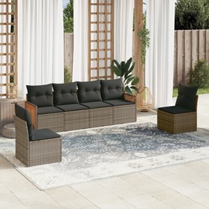 Maison exclusive - salon de jardin 6 pcs avec coussins gris résine tressée