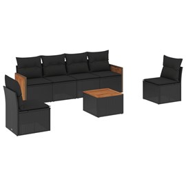 Maison exclusive - salon de jardin 7 pcs avec coussins noir résine tressée