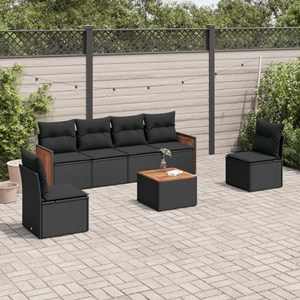 Maison exclusive - salon de jardin 7 pcs avec coussins noir résine tressée