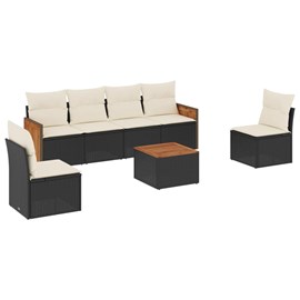 Maison exclusive - salon de jardin 7 pcs avec coussins noir résine tressée