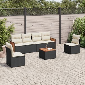Maison exclusive - salon de jardin 7 pcs avec coussins noir résine tressée
