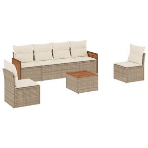 Maison exclusive - salon de jardin avec coussins 7 pcs beige résine tressée