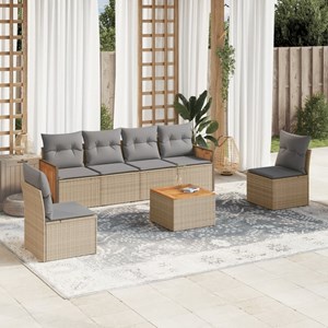 Maison exclusive - salon de jardin avec coussins 7 pcs beige résine tressée