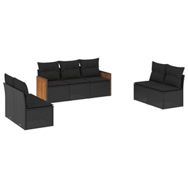Maison exclusive - salon de jardin 7 pcs avec coussins noir résine tressée