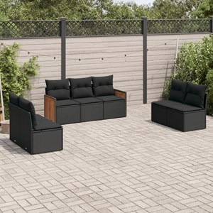 Maison exclusive - salon de jardin 7 pcs avec coussins noir résine tressée