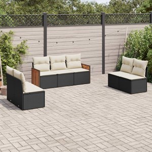 Maison exclusive - salon de jardin 7 pcs avec coussins noir résine tressée