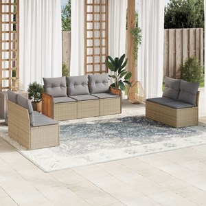 Maison exclusive - salon de jardin avec coussins 7 pcs beige résine tressée