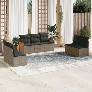 Maison exclusive - salon de jardin avec coussins 7 pcs gris résine tressée