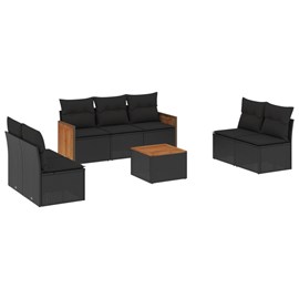 Maison exclusive - salon de jardin 8 pcs avec coussins noir résine tressée