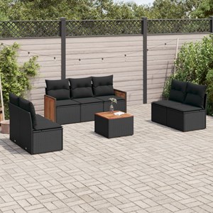 Maison exclusive - salon de jardin 8 pcs avec coussins noir résine tressée