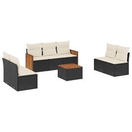 Maison exclusive - salon de jardin 8 pcs avec coussins noir résine tressée